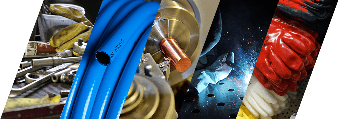 Eine Collage aus mehreren Bilderns mit Drahttechnik, Schlauchtechnik, Maschinentechnik, Schweißtechnik, Arbeitsschutz