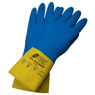 Chemiehandschuhe DUAL BARRIER Gr.7-11 gelb/blau EN 388,EN374 PSA III NITRAS