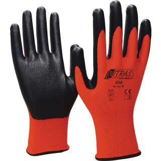 NITRAS-3510 Handschuhe Nitril Foam Gr.7-11 rot/schwarz Nyl.m.Nitrilschaum EN 388 PSA II