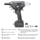 Goebel Akku-Nietgerät GO-BR2 für Blindnieten 2xLi-Ion Akku 2.0Ah 36Wh + Ladegerät und Koffer