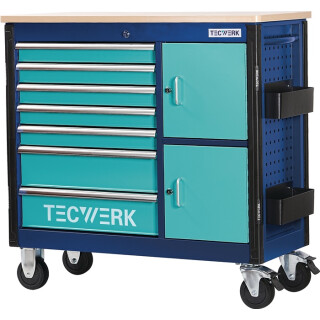 Rollwerkbank PLUS 2.0 T Außen-B1090xT500xH1055mm Schubladenanzahl 7 30 kg 500 kg TECWERK