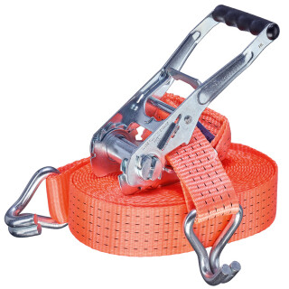 Feldtmann® RATSCHEN-ZURRGURT, 2-TEILIG MIT SPITZHAKEN 4 Meter, 50 MM, LC 2000/4000 daN, FARBE ORANGE