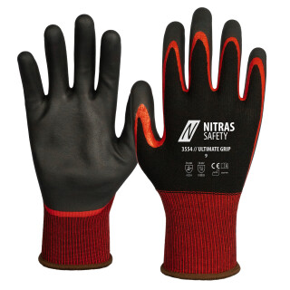 Nitras Ultimate Grip Montagehandschuhe, teilbeschichtet, schwarz