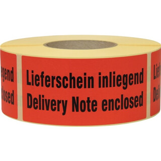 Hinweisetikett Lieferschein inliegend L.145 mm,B.70mm rot 1000 St. Rolle