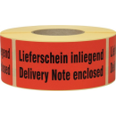 Hinweisetikett Lieferschein inliegend L.145 mm,B.70mm rot...