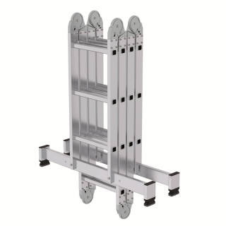 MUNK Günzburger Steigtechnik Vielzweckleiter 4-teilig mit nivello®-Traverse 2x3 + 2x4 Sprossen