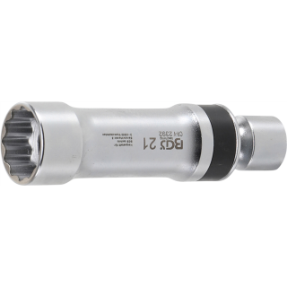 Zündkerzen-Gelenkeinsatz Zwölfkant mit Haltefeder | Antrieb Innenvierkant 10 mm (3/8") | SW 21 mm
