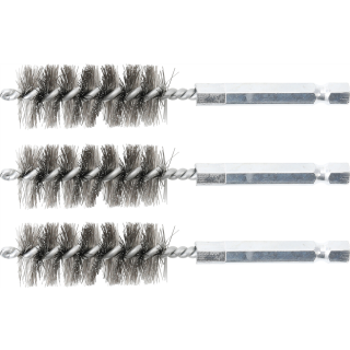 Stahlbürste | 18 mm | Antrieb Außensechskant 6,3 mm (1/4") | 3-tlg.