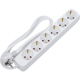 Steckdosenleiste | 6-fach | Zuleitung 1,4 m | 3 x 1,5 mm² | IP 20