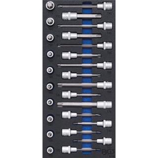 Werkstattwageneinlage 1/3: Bit-Einsatz-Satz | Antrieb Innenvierkant 12,5 mm (1/2") | T-Profil (für Torx) | 26-tlg.