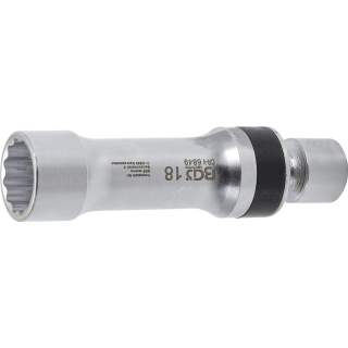 Zündkerzen-Gelenkeinsatz Zwölfkant mit Haltefeder | Antrieb Innenvierkant 10 mm (3/8") | SW 18 mm