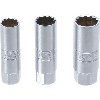 Zündkerzen-Einsatz-Satz Zwölfkant | Antrieb Innenvierkant 10 mm (3/8") | SW 14 - 16 - 18 mm | 3-tlg.
