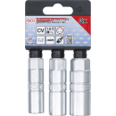 Zündkerzen-Einsatz-Satz Zwölfkant | Antrieb Innenvierkant 10 mm (3/8") | SW 14 - 16 - 18 mm | 3-tlg.