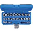 Steckschlüssel-Einsatz-Satz E-Profil | Antrieb Innenvierkant 6,3 mm 1/4" / 12,5 mm (1/2") | SW E4 - E24 | 28-tlg.