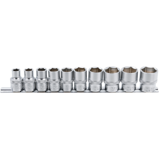Steckschlüssel-Einsatz-Satz, Sechskant | Antrieb Innenvierkant 12,5 mm (1/2") | Zollgrößen | 10-tlg.