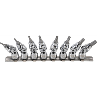 Kardangelenk-Bit-Einsatz-Satz | Antrieb Innenvierkant 6,3 mm (1/4") | T-Profil (für Torx) T8 - T40 | 8-tlg.