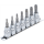 Bit-Einsatz-Satz | Antrieb Innenvierkant 10 mm (3/8") | T-Profil (für Torx) mit Bohrung T15 - T50 | 7-tlg.