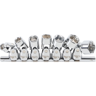 Gelenk-Steckschlüssel-Satz, Sechskant | Antrieb Innenvierkant 10 mm (3/8") | SW 3/8" - 3/4" mm | Zollgrößen | 7-tlg.