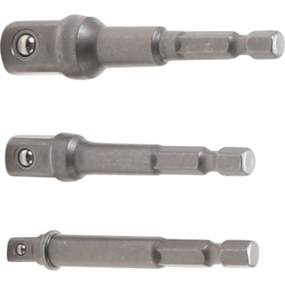 Adapter-Satz für Bohrmaschinen | Außensechskant Antrieb 6,3 mm (1/4") | Abtrieb Außensechskant 6,3 mm (1/4"), 10 mm (3/8"), 12,5 mm (1/2") | 3-tlg.
