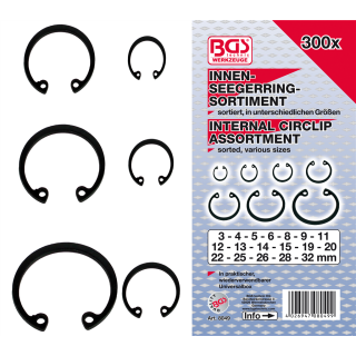 Innen-Seegerring-Sortiment (Sprengringe) | Ø 3 - 32 mm | 300-tlg.