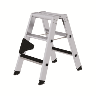 MUNK Günzburger Steigtechnik Stufen-Stehleiter beidseitig begehbar mit clip-step 2x3 Stufen