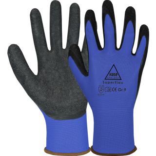 Hase SUPERFLEX BLUE, Montagehandschuh aus Polyester/Latex, Gr. 10