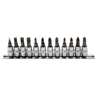 Bit-Einsatz-Satz | Antrieb Innenvierkant 6,3 mm (1/4") | Schlitz, Kreuzschlitz PH, Kreuzschlitz PZ | 12-tlg.