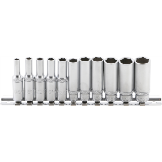 Steckschlüssel-Einsatz-Satz Sechskant, tief | Antrieb Innenvierkant 6,3 mm (1/4") | SW 4 -13 mm | 11-tlg.