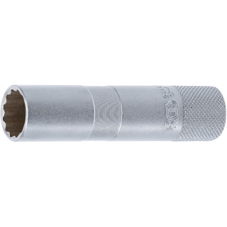 Zündkerzen-Einsatz mit Haltegummi, Zwölfkant, lang | Antrieb Innenvierkant 10 mm (3/8") | SW 16 mm