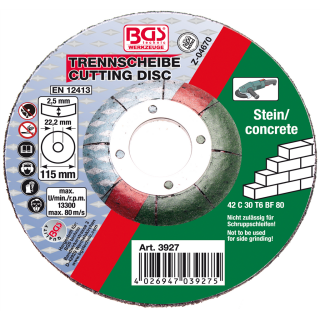 Trennscheibe für Stein | Ø 115 x 2,5 x 22,2 mm | Type 42