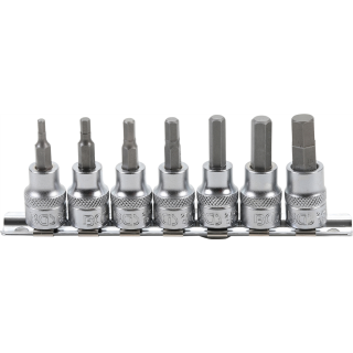 Bit-Einsatz-Satz | Antrieb Innenvierkant 10 mm (3/8") | Innensechskant 1/8" - 3/8" | Zollgrößen | 7-tlg.