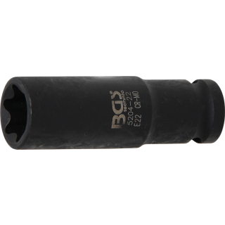 Kraft-Steckschlüssel-Einsatz E-Profil, tief | Antrieb Innenvierkant 12,5 mm (1/2") | SW E22 mm