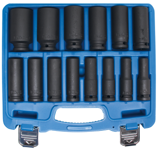 Kraft-Steckschlüssel-Einsatz-Satz Sechskant | Antrieb Innenvierkant 12,5 mm (1/2") | SW 10 - 32 mm | 14-tlg.