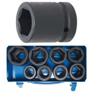 Kraft-Steckschlüssel-Einsatz-Satz Sechskant | Antrieb Innenvierkant 25 mm (1") | SW 27 - 50 mm | 8-tlg.