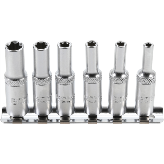 Steckschlüssel-Einsatz-Satz E-Profil, tief | Antrieb innenvierkant 6,3 mm (1/4") | SW E4 - E10 | 6-tlg.