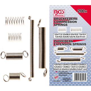 Federn-Sortiment | Zug- und Druckfedern | 200-tlg.