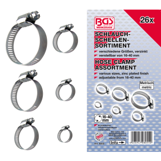 Schlauchklemmen-Sortiment | Ø 16 - 40 mm | 26-tlg.