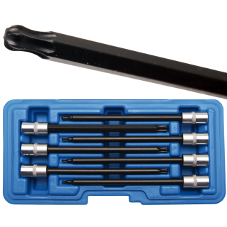 Bit-Einsatz-Sortiment | Antrieb Innenvierkant 6,3 mm (1/4") | T-Profil (für Torx) mit Kugelkopf T10 - T40 | 7-tlg.