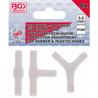 Schlauchverbinder-Sortimente | kraftstoffbeständig | 3 mm | 8 tlg.