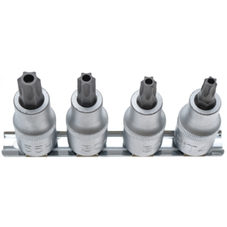 Bit-Einsatz-Satz | Antrieb Innenvierkant 12,5 mm (1/2") | T-Profil (für Torx) mit Bohrung T40 - T55 | 4-tlg.