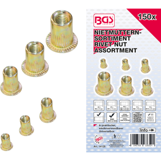 Nietmuttern-Sortiment | verzinkter Stahl | 150-tlg.