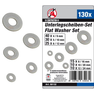 Unterlegscheiben-Sortiment | Ø 4 - 12 mm (innen) | 130-tlg.