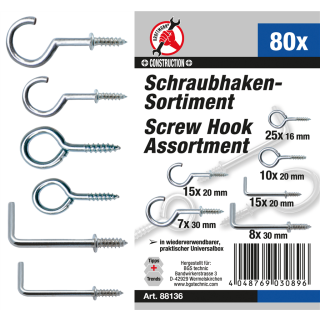 Schraubhaken-Sortiment | 80-tlg.